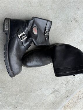 Red Wing Shoes Black Leather Engineer Boots , steel toe , with Buckle